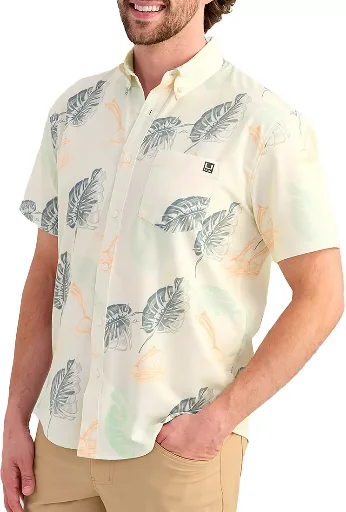 HUK Men's Kona KC Printed Shirt (Egret) Deal