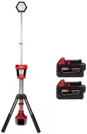 Milwaukee M18 18-Volt Lithium-Ion Cordless Rocket Dual Power Tower Light with (2) M18 5.0 Ah Batteries Deal