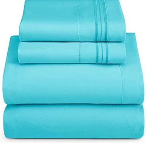 Hearth & Harbor Microfiber Split King Sheet Set (Beach Blue) 5-Piece
