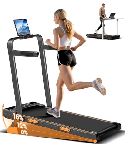 CURSOR FITNESS 3-in-1 Under Desk Walking Pad Treadmill w/ Handles & 16% Manual Incline