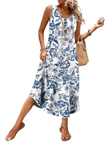 WIHOLL Button Front Sleeveless Casual Midi Dress with Pockets Deal