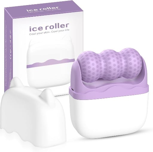 2-in-1 Ice Roller for Face and Eyes (Purple)