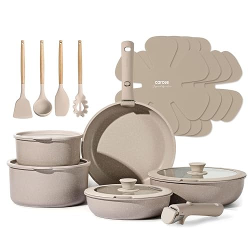 Carote 19-Pc Detachable Handle Nonstick Cookware Set
