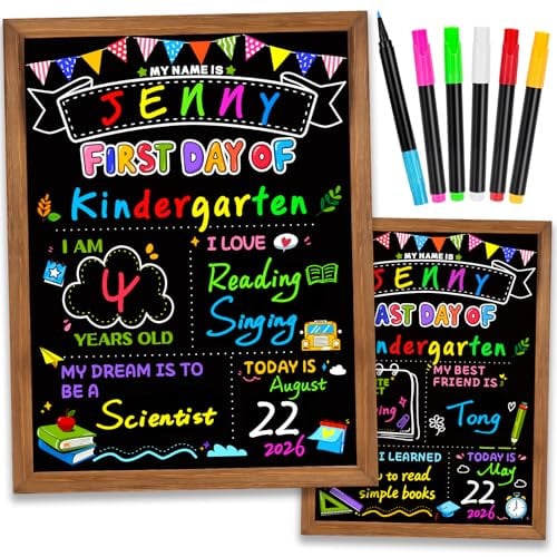 Double-Sided First & Last Day of School Sign with 6 Markers Deal
