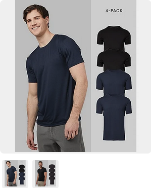 4-Pack 32 Degrees Men's Cool Classic Crew T-shirt or V-Neck Deal