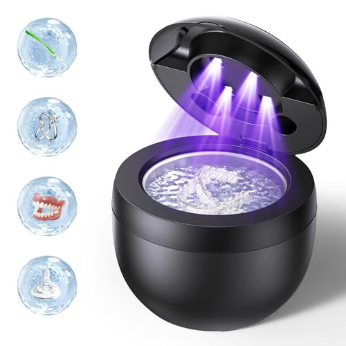 EcoBasic Ultrasonic Retainer Cleaner Machine for Dentures, Mouth Guards, Braces & Jewelry (Black)
