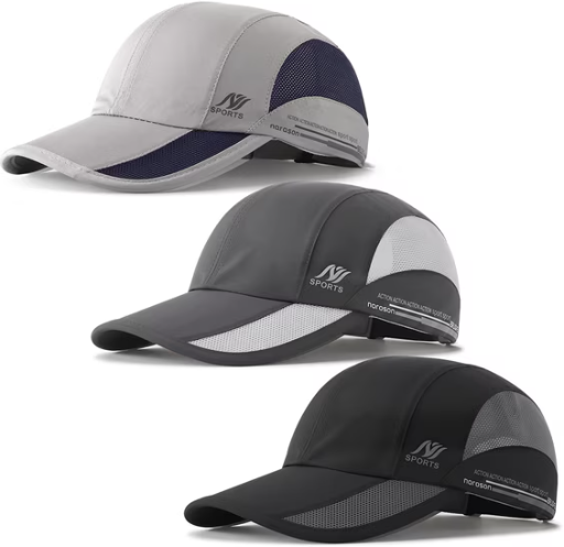 Bocaoying Men's & Women's Quick-Dry Baseball Caps with Ventilation Holes 3-Pack