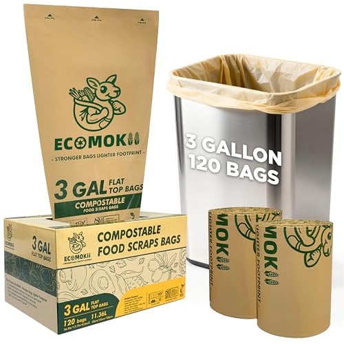 EcoMokii Compostable Trash Bags 3 Gallon 120 Count 0.8 Mil Deal