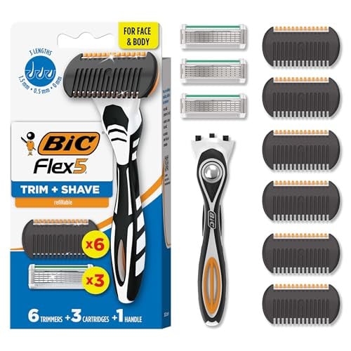 BIC Flex 5 Trim & Shave Kit 3-in-1 Beard Trimmer, Razor & Precision Edger, 5-Blade, 3 Cartridges + 6 Trimmers Deal