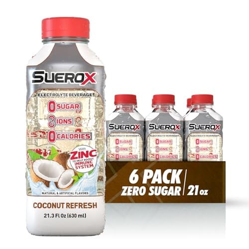6-Pack 21.3-Oz SueroX Sugar Free Sports Drink for Hydration and Recovery (COCONUT)
