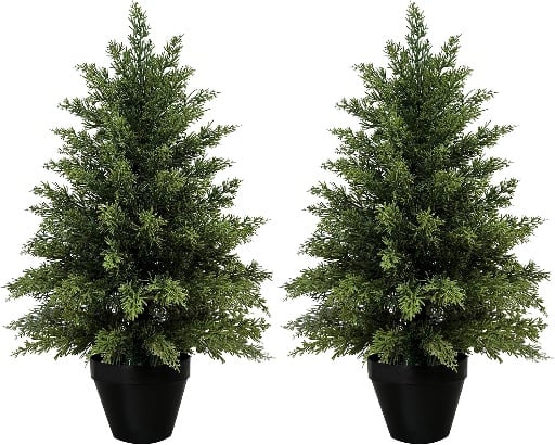 Mavis's Diary Artificial Cedar Topiary Trees 2ft Set of 2