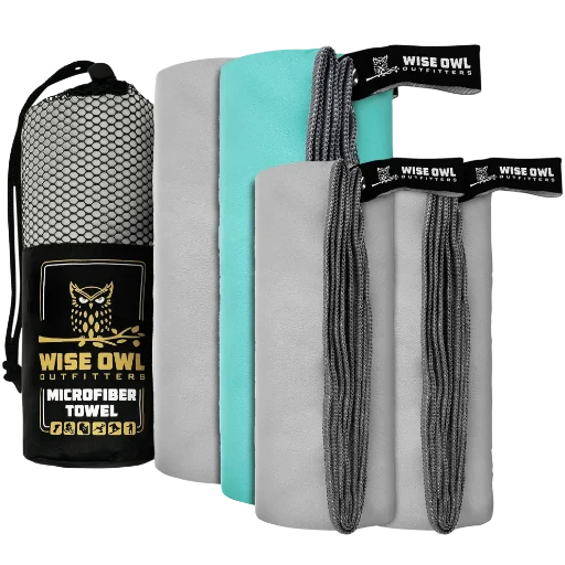 Wise Owl Outfitters 4-PC Backpacking Microfiber Towel Set (2x Large + 2x Medium)