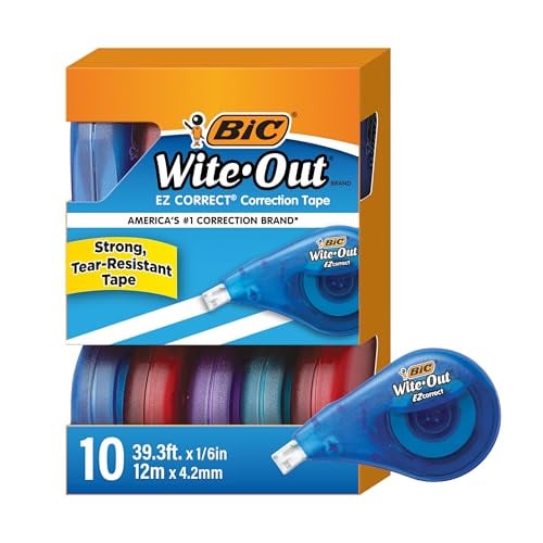 BIC Wite-Out EZ Correct Tear-Resistant Correction Tape 10-Count