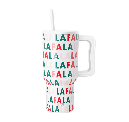 30 fl oz Insulated Stainless Steel Holiday Tumbler with Straw Lid