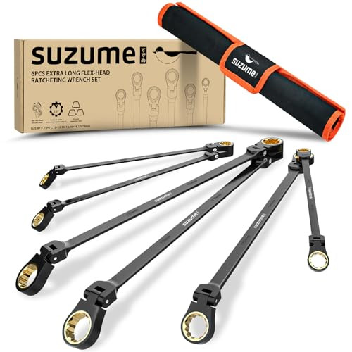 Suzume Extra Long Flex Head Ratcheting Wrench Set (8-19mm) 6-Piece