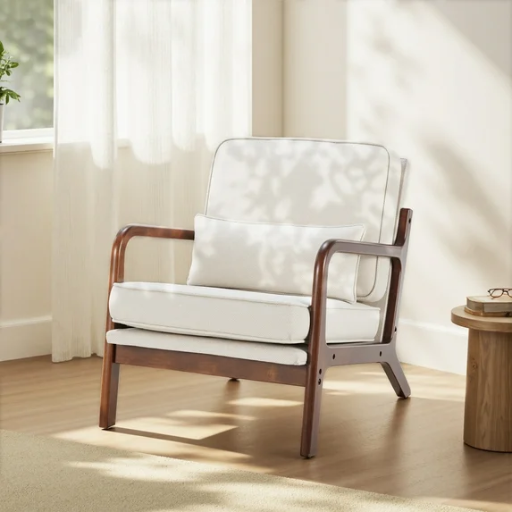 EDX Mid Century Modern Accent Chair w/ Solid Wood Frame Deal