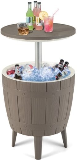 Costway 10-Gallon Outdoor Cooler Table w/ Telescopic Tabletop Deal