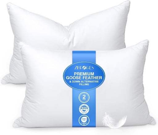 Feather Pillows Queen Size Set of 2