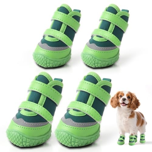 JZXOIVA Breathable Small Dog Boots w/ Rugged Anti-Slip Sole 4-Piece Deal