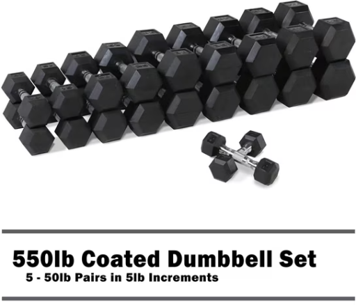 CAP Rubber Hex Dumbbell Set 550lb Deal