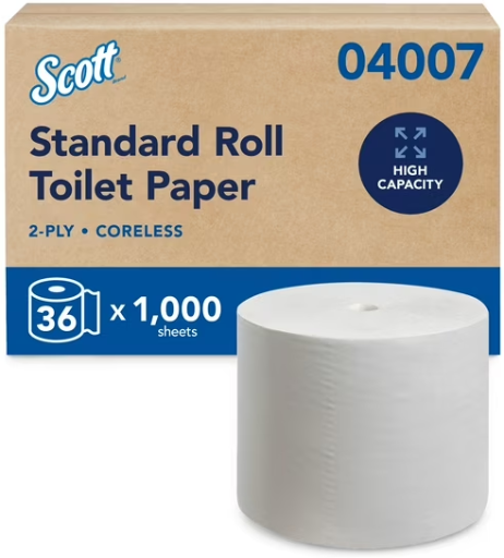 36-Pack Scott Professional 1,000-Sheet Coreless 2-Ply Toilet Paper Deal