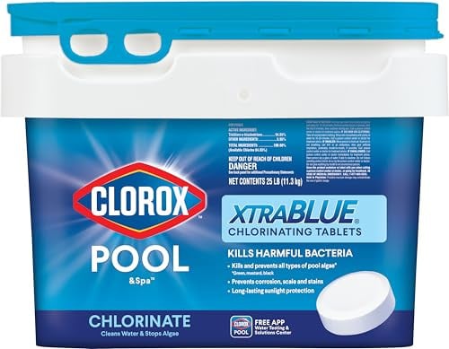 (Prime Deal) Clorox Pool&Spa XtraBlue 3” Swimming Pool Chlorinating Tablets (25 LB)