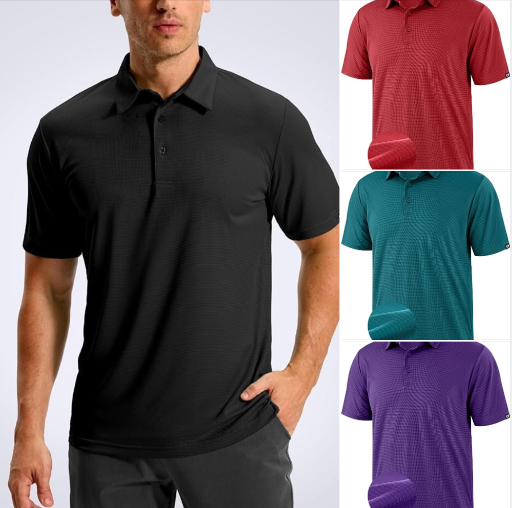 Mens Dry Fit Moisture Wicking Polo Shirts- Many Color Options Deal
