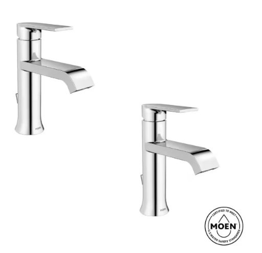 Moen Genta Single Handle Bathroom Faucet Chrome 2-pack