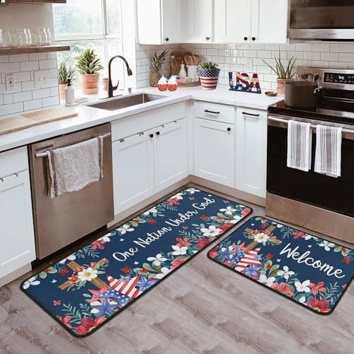 Boilopp 4th of July Kitchen Rug Set 2-Piece (17"x47.2"+17"x30") Deal