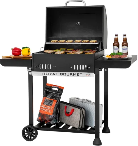 Royal Gourmet 24-Inch Charcoal BBQ Grill with 2 Foldable Side Shelves Deal