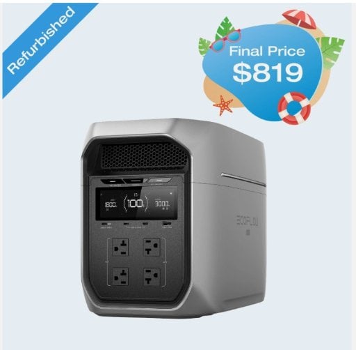 EcoFlow DELTA 3 Max Plus 2048Wh 3000W LiFePO4 Portable Power Station Generator (Cert Refurb) Deal