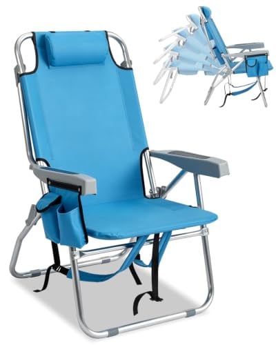 Backpack High Beach Chair with 5 Adjustable Reclining Positions Deal
