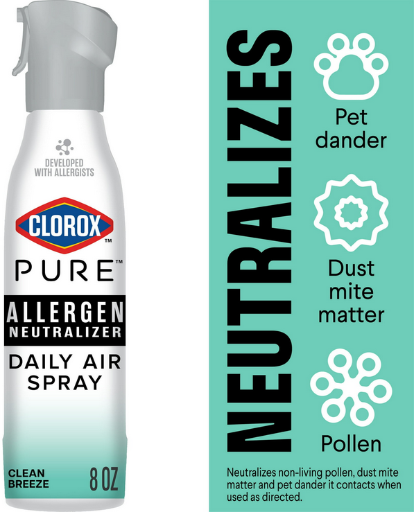 Clorox PURE Allergen Neutralizer Daily Air Spray, Clean Breeze, 8 oz Bottle 2-Pack Deal