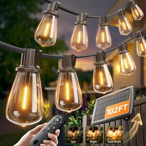 addlon 102FT Solar String Lights Outdoor with Remote