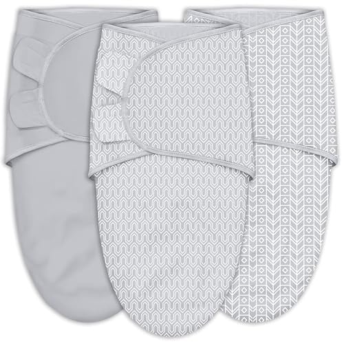 SWEET DOLPHIN Baby Swaddle Sleep Sacks 3-Pack (0-3 Months, Grey)