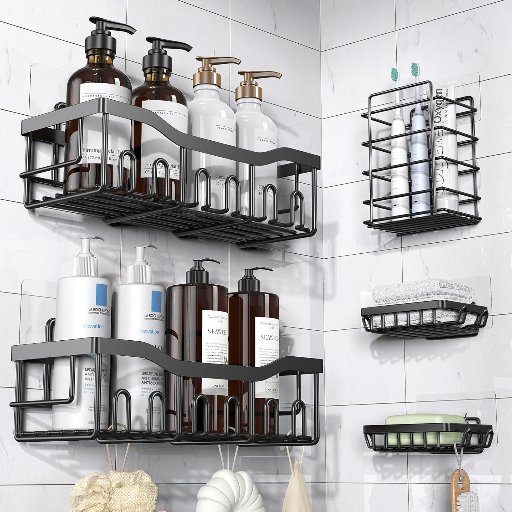 Adhesive Shower Caddy Shelves 5 Pack