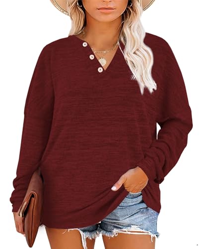 Plus Size Long Sleeve Henley Shirts