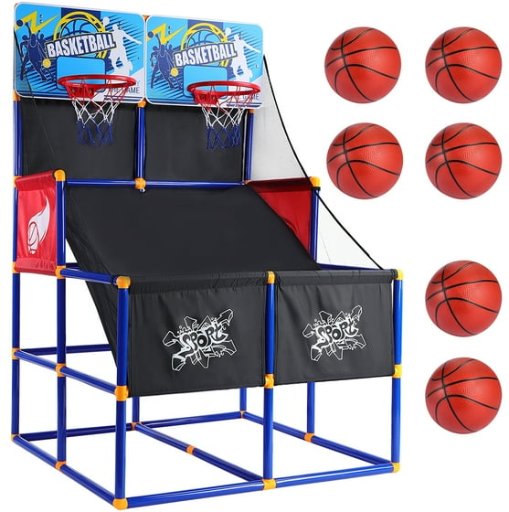2-Player COCLUB Kids Arcade Basketball Hoop Game w/ 6 Balls & Pump