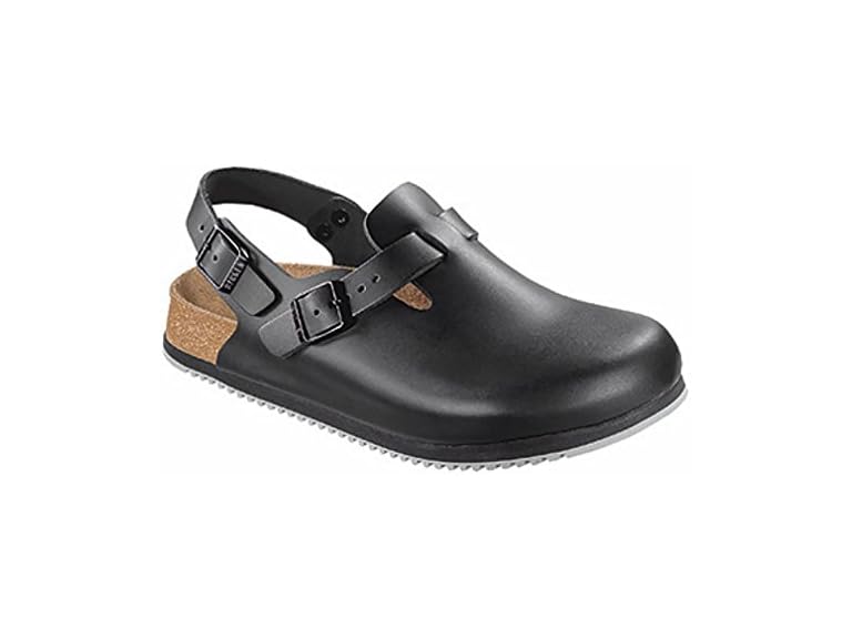 Birkenstock Women’s Tokyo Super Grip Black Leather Clogs (Size 8-8.5)