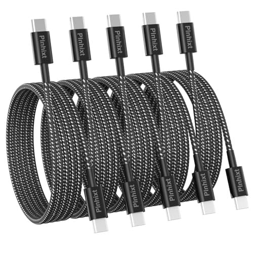 5-Pack 6-ft Plnhixt 60W USB 2.0 USB-C to USB-C Charge & Data Transfer Cables Deal