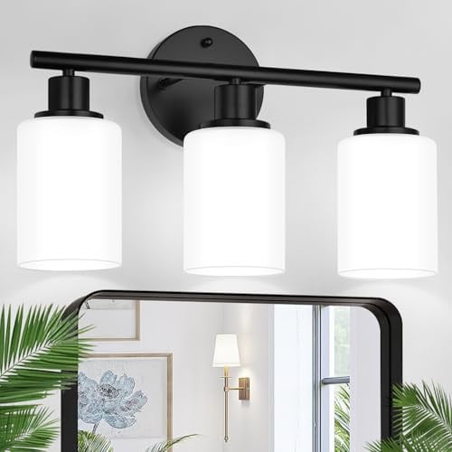 Zarbitta 3-Light Bathroom Light Fixtures with Milky White Frosted Glass Shades