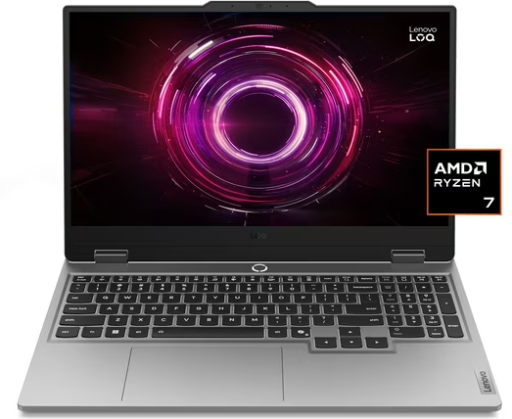Lenovo LOQ 15.6" FHD 144Hz Gaming Laptop with Ryzen 7, RTX 5050, 16GB DDR5, 512GB SSD