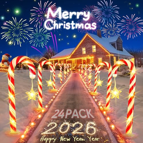 24 Pack Outdoor Christmas Decorations Solar Christmas Lights