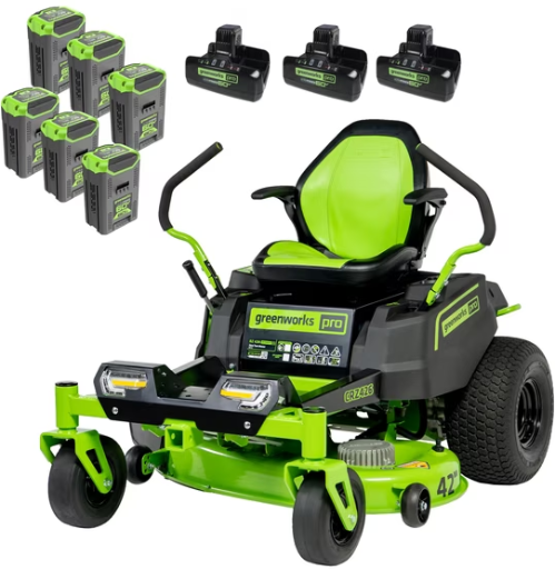 Greenworks 60V 42" Cordless Battery Crossover-Z Zero Turn Riding Lawn Mower with (6) 8Ah Batteries & (3) Dual Port Turbo Chargers Deal