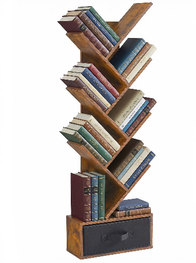 Gianna 7-Tier Tree Bookshelf with Drawer, Rustic Brown Deal