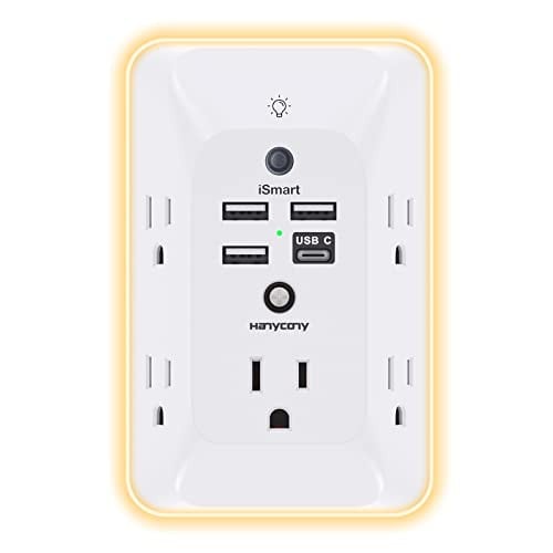 HANYCONY 10-in-1 Outlet Extender w/ Night Light & 4 USB Ports Deal