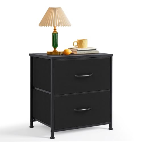 2-Drawer SageNest Small Bedside End Table (Black)