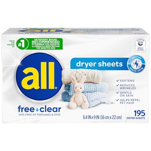 All Free Clear Fabric Softener Dryer Sheets for Sensitive Skin 195-Sheets Deal