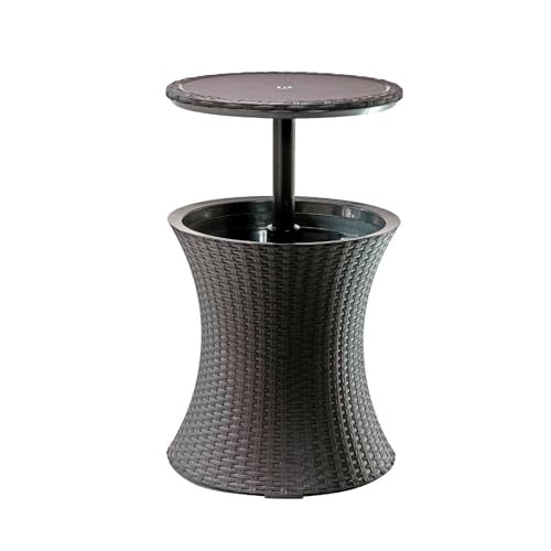 Keter Pacific Outdoor Patio Side Table w/ Cooler 7.5-Gallon