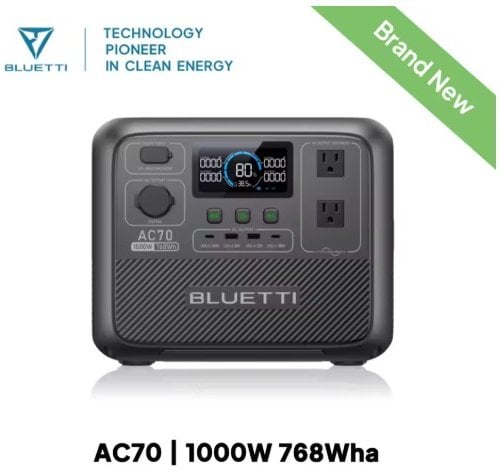 BLUETTI AC70 768Wh Portable Power Station 1000W Deal